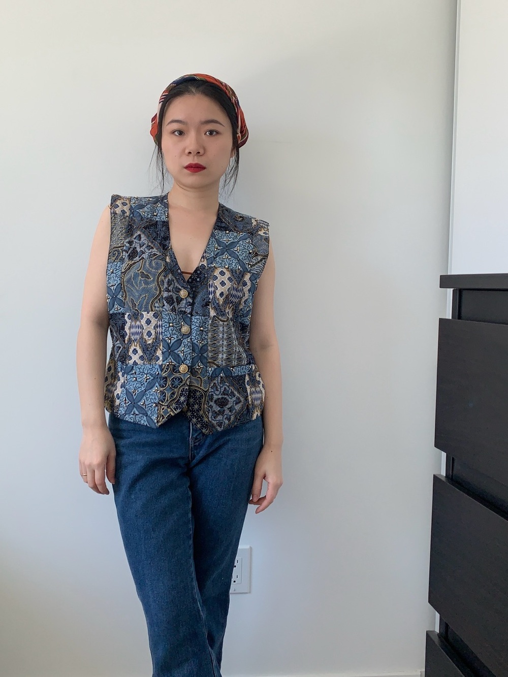 Vintage Effect Patchwork Embellished Vest